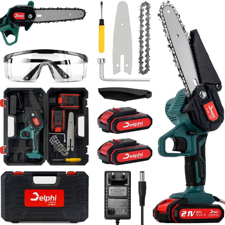 100W Akku-Kettensäge 6 Zoll Mini Elektro-Handkettensäge mit 2 Batterien Delphi (1) 100W Akku-Kettensäge 6 Zoll Mini Elektro-Handkettensäge mit 2 Batterien Delphi (1)