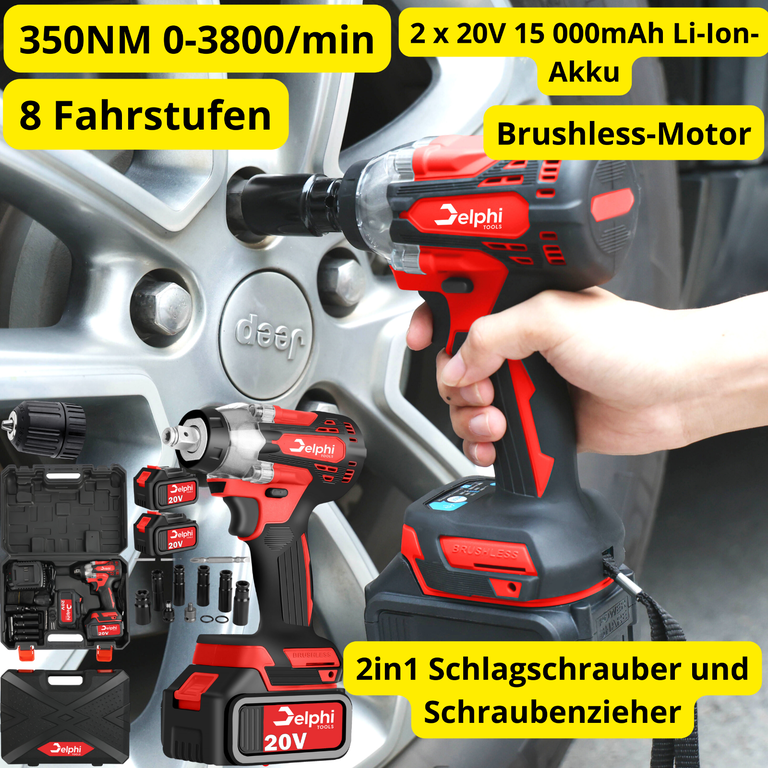 350Nm Akku-Ratsche Schlagschrauber bürstenloser Schrauber 20V 2xAKKU Akkuschraub (2) 350Nm Akku-Ratsche Schlagschrauber bürstenloser Schrauber 20V 2xAKKU Akkuschraub (2)